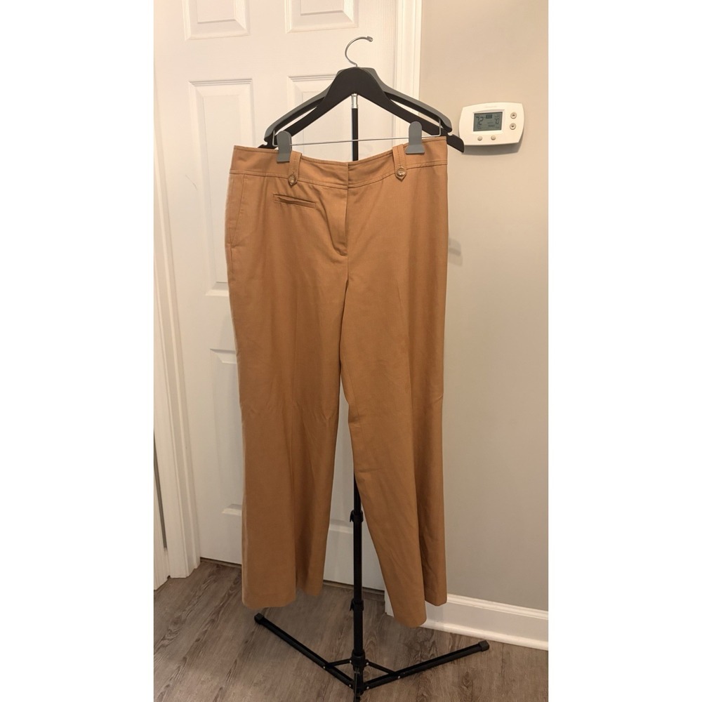 Ann Taylor Curvy Fit Wide Leg Dress Pants Camel Tan 14 Minimalist Professional